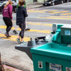 A United Site Services handwashing station at Haight and Ashbury streets in March was completely out of soap.