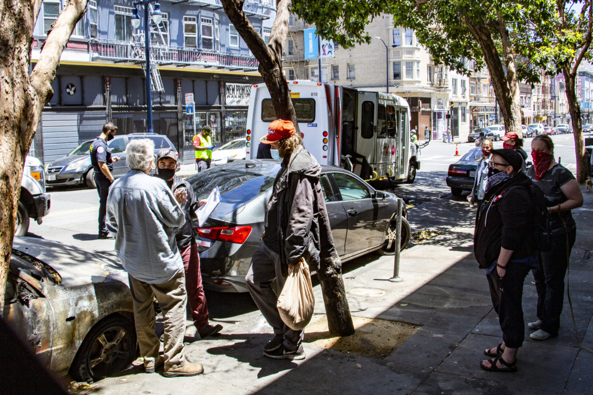 HOT workers and homeless man