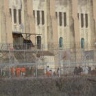Inmates take in fresh air at San Quentin State Prison in Marin County.