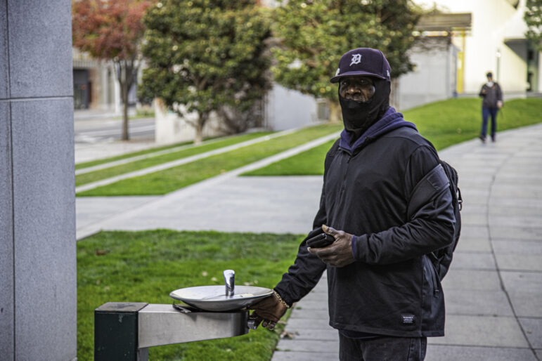 Eric Coler at his old water spot in San Francisco's Yerba Buena Gardens.