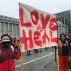 Community groups organized a gathering at San Francisco’s Civic Center Plaza to call for increased investment in social services in response to recent violent attacks on Asian Americans.