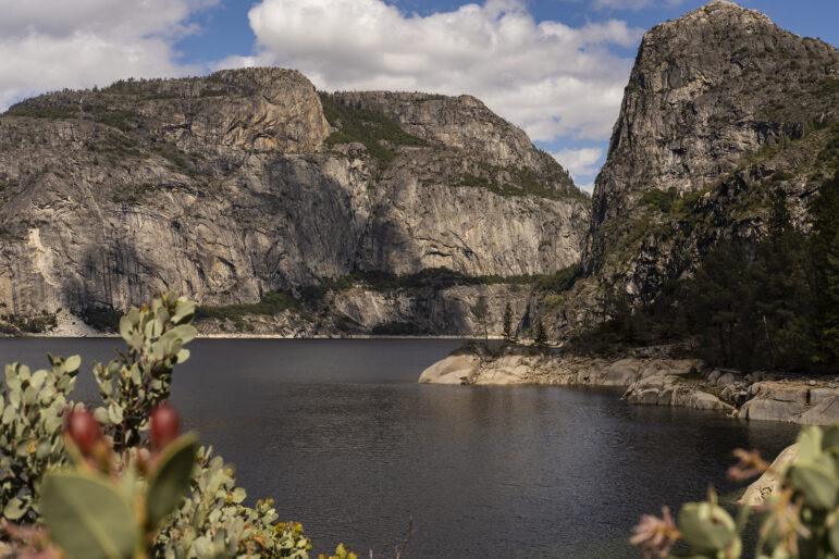 Image of the Hetch Heetchy Reservoir. John Muir wrote extensively against damming of the Hetch Hetchy Valley: “These temple destroyers, devotees of ravaging commercialism, seem to have a perfect contempt for Nature, and, instead of lifting their eyes to the God of the mountains, lift them to the Almighty Dollar. Dam Hetch Hetchy!”