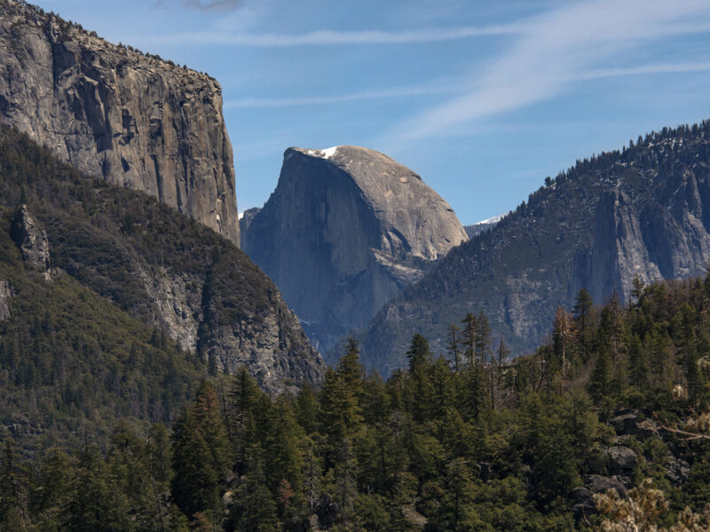 Half Dome was originally called “Tis-sa-ack,” meaning “Cleft Rock” in the language of the Ahwahnechee People, one of the seven tribes that lived in Yosemite. John Muir referred to the iconic monolith by its native name and Half Dome interchangeably. The mountain is prominently visible from Highway 120, a road leading up to the Hetch Hetchy Reservoir.