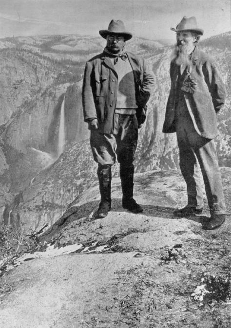 John Muir met with President Theodore Roosevelt in Yosemite in 1903.