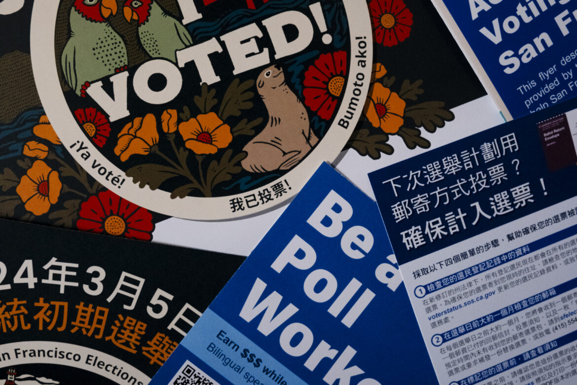 A collage of elections-related voter material