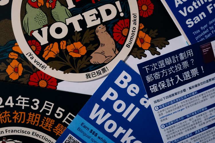 A collage of elections-related voter material